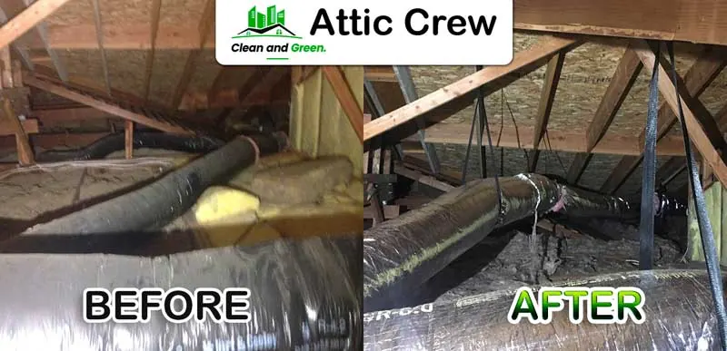 Air duct replacement: before and after photos from an Attic Crew job
