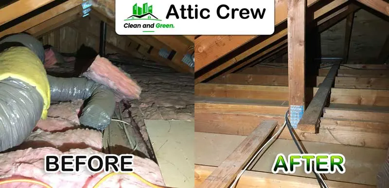 Attic cleanup: before and after photos from an Attic Crew job