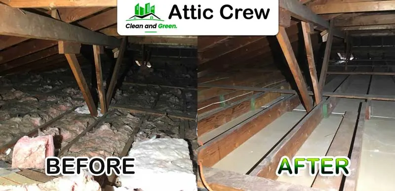 Attic cleanup: before and after photos from an Attic Crew job