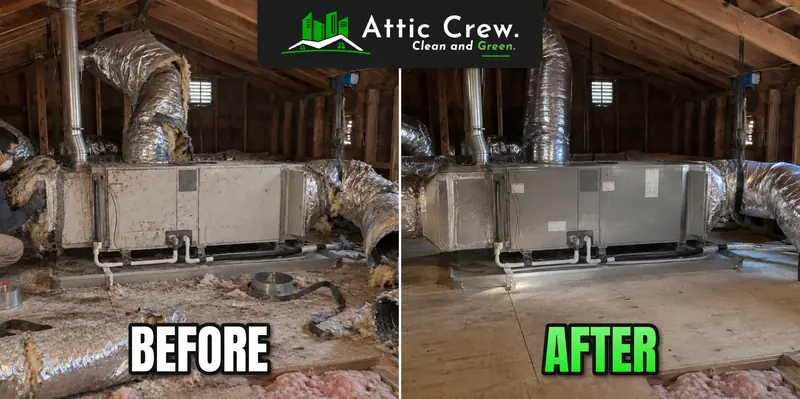 Attic air handler ductwork upgrade: before and after