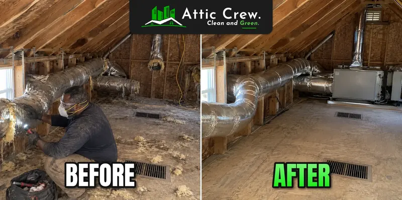 Attic AC duct system replacement: before and after