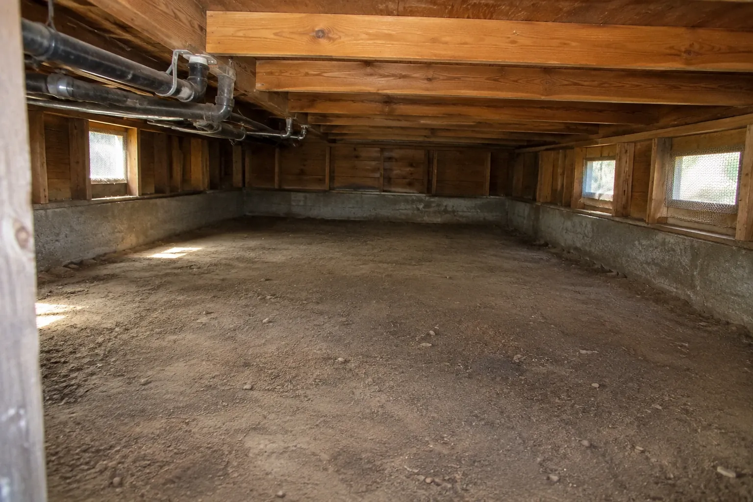 After: Crawl space cleared down to clean soil.