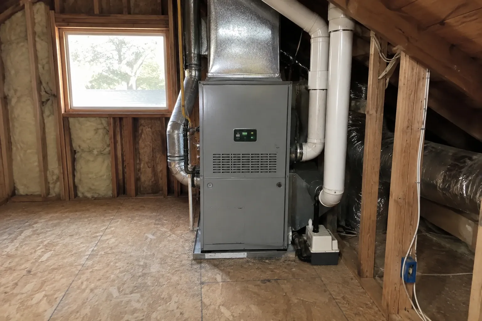 After: Furnace back in service with clean venting and drain lines.