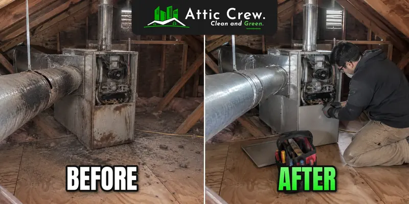 Cracked furnace duct repaired: before and after