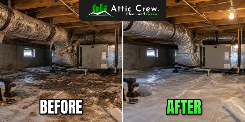 Crawl space duct cleaning: before and after