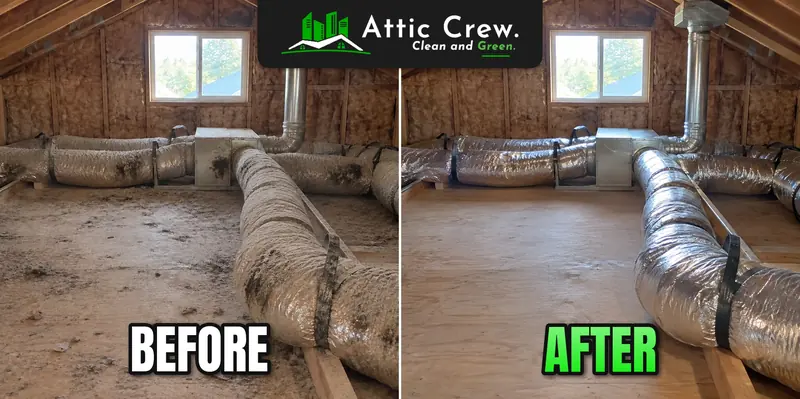 Attic duct system cleaning: before and after