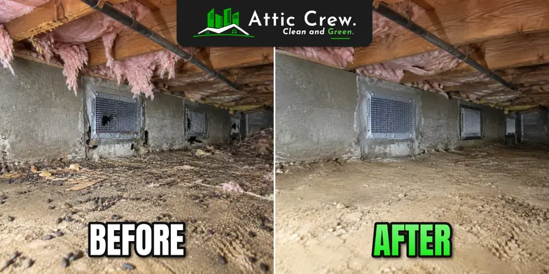 Crawl space rodent proofing: before and after